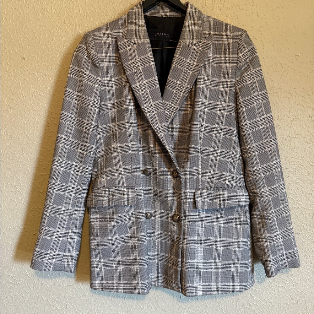 Zara Gray Blazer Classic Suit Jacket